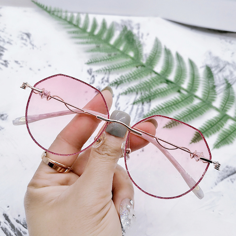 

Blue Light Blocking Glasses Computer Anti Blue Reduce Eyestrain Rimless Frame Tinted Lens with Diamond Stylish for Women Pilot I