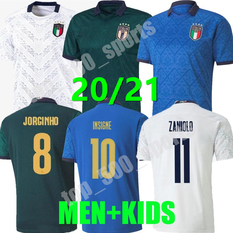 

2021 Men Kids Italy soccer jersey away home 3rd BARELLA SENSI INSIGNE 20 21 Renaissance CHIELLINI BELOTTI football shirts, Home kids