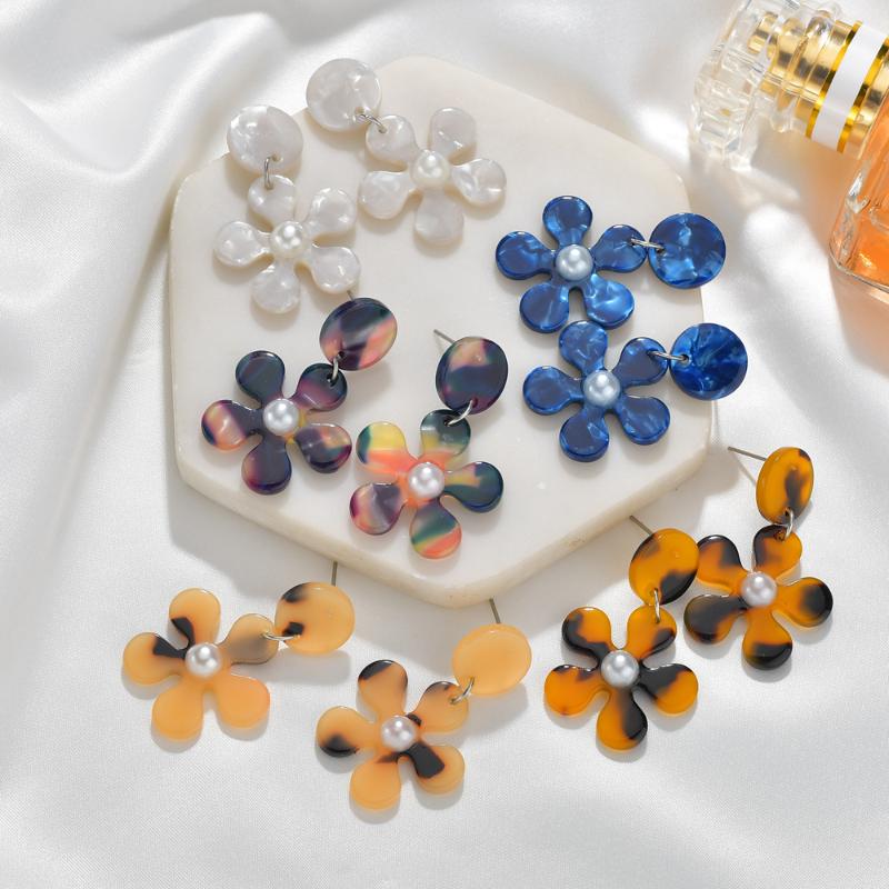 

Elegant Flower Acrylic Metal Heart Stud Earring For Women Girl Fashion Leopard Print Acrylic Acetic Acid Sheet Earring Jewelry