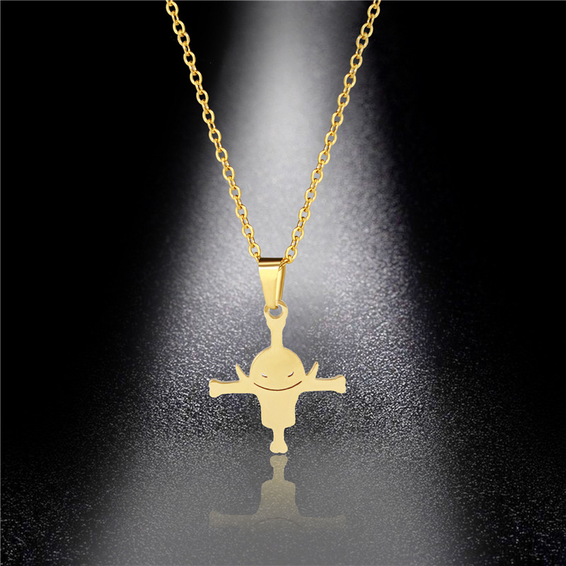 

Stainless Steel Little Devil Necklace Tide Brand European and American Hip-hop Pendant Couple Hipster Sweater Chain Necklace