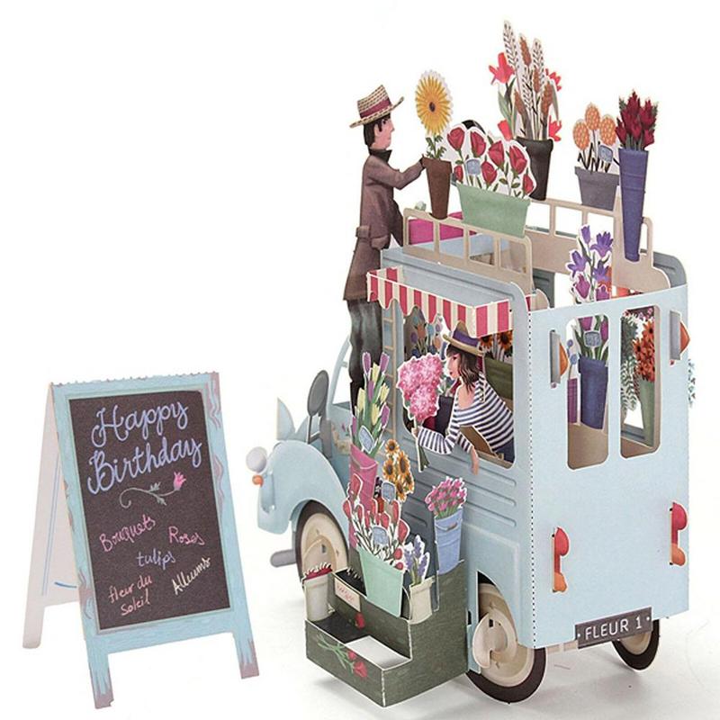 

DIY Creative Hollow Greeting Card Flower Car 3d Up Colourful Birthday Card Gifts Handmade