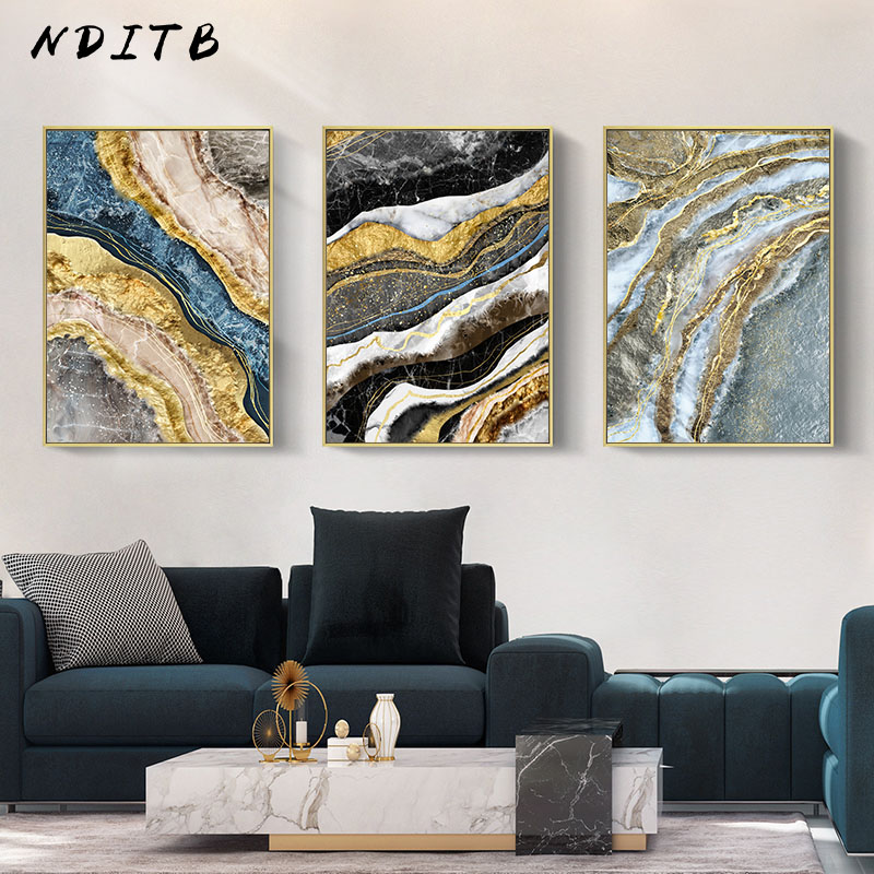 

Golden Marble Pattern Abstract Canvas Painting Nordic Poster and Print Contemporary Wall Art Picture Modern Living Room Decor