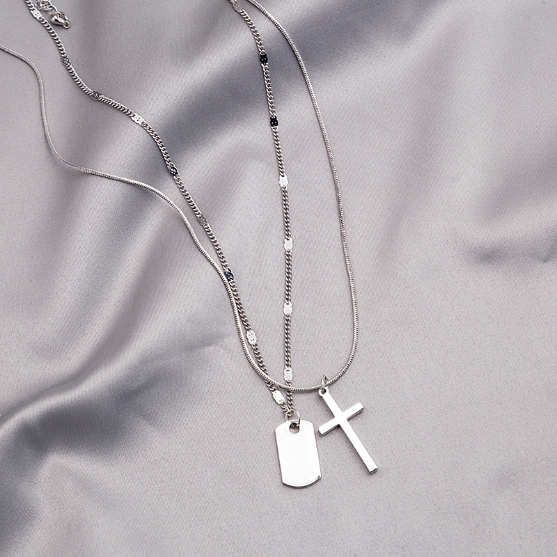 

Alloy Chain Necklace For Women Men Cross Pendant Double Layer Necklaces Jewelry Gift Fashion Classic New 2020