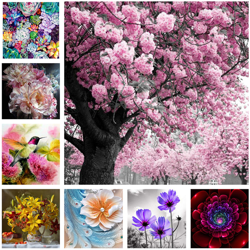 

Embroidery Diamond Painting Kits Mosaic Paintings Flowers Vases Full Round Rhinestones Display Set Farmhouse Decorations Gifts