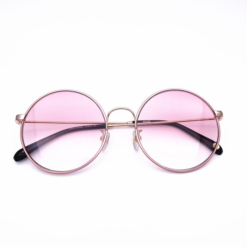 

Belight Optical Brand Design Women Round Shape Pink lens Fashion Purple UV400 Protection Sunglasses with Case Oculos 18A022, White;black