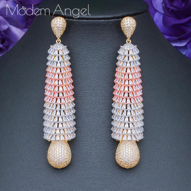 

ModemAngel New luxury Big water drop Shape Full Mirco Paved Cubic Zirconia Women Bridal Wedding Dress Accessories 2020