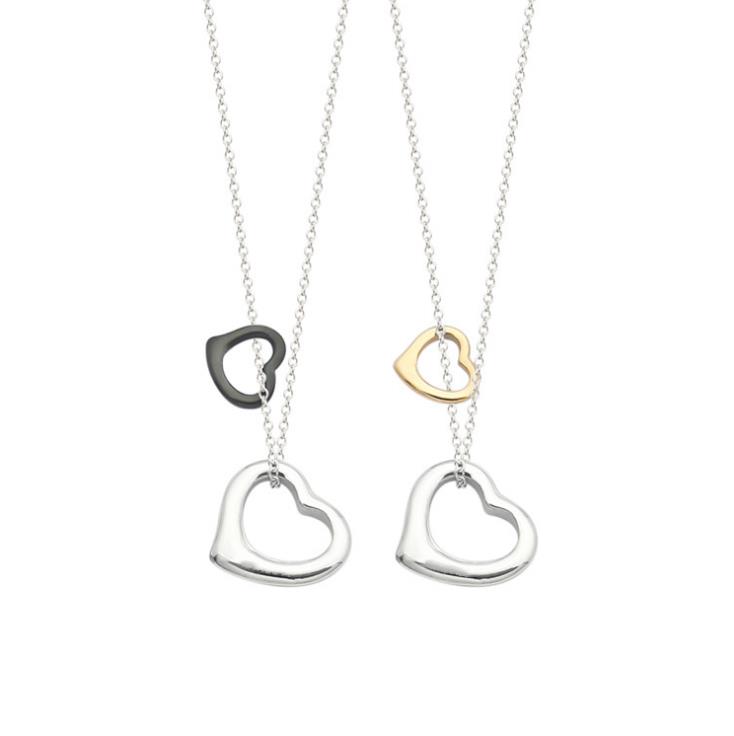 

Wholesale- Large and small peach heart color Necklace women's foreign trade double love necklace, Golden;silver