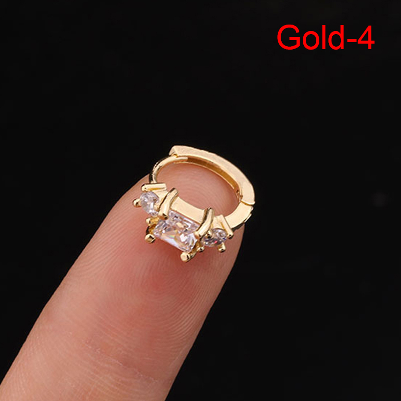 

1pc Earring Cartilage Lobe Ear Piercing Jewelry Stainless Steel Barbell With Crystal Hoop