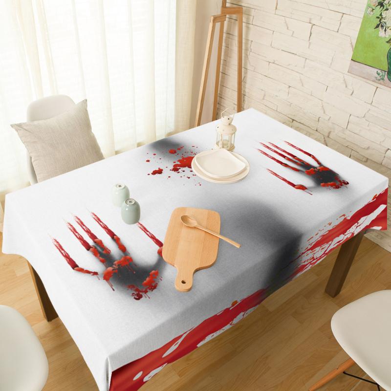 

Halloween Zombie Blood Shadow Cotton Linen Tablecloth Spandex Elastic Dining Chair Cover Print Table Cloth for Kitchen Decor, As pic