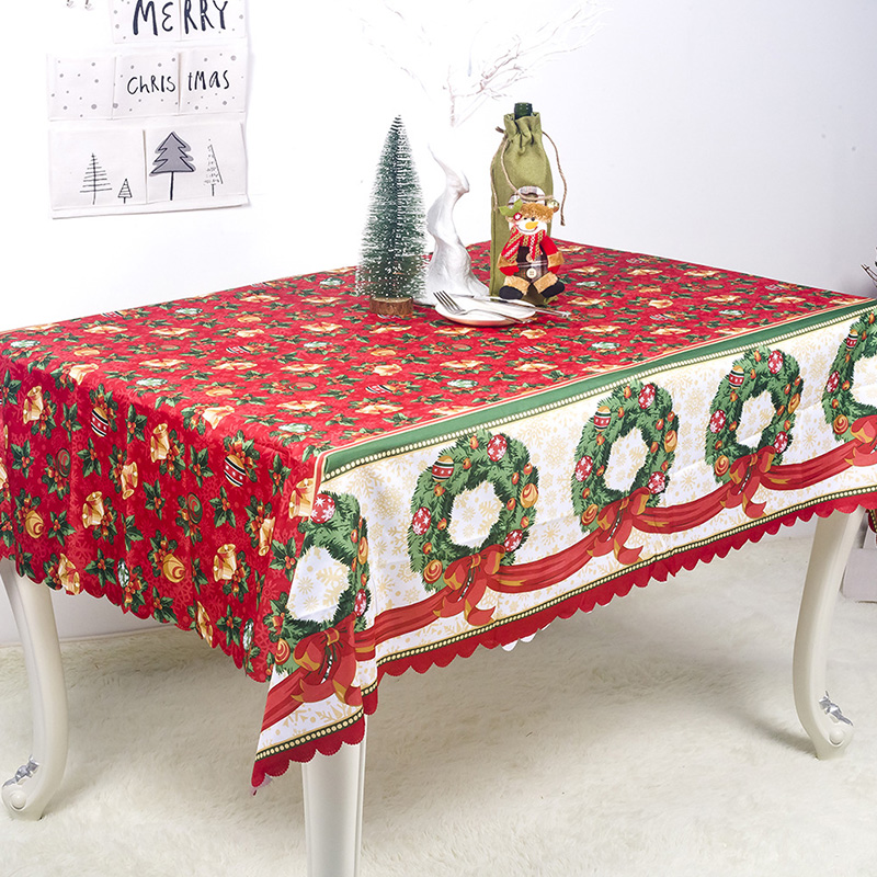 

New Christmas Tablecloth Polyester Printed Table Ornament Christmas Decorations For Home New Year Table Decor Accessories