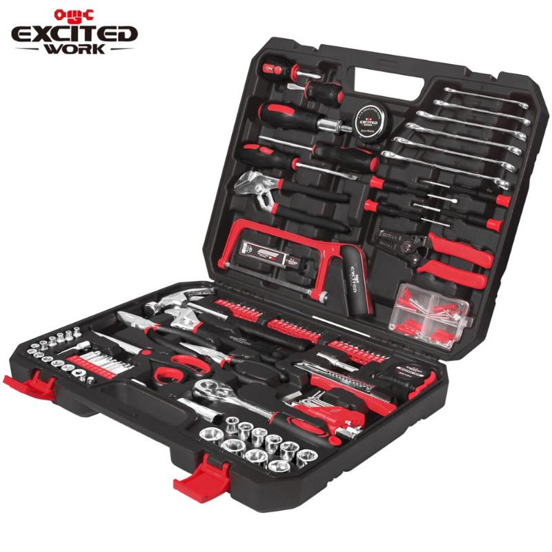 

198Pcs Hand Tool Set DIY Repair Woodworking Tools Box Home Screwdriver Wrench Knife Scissors Socket Set By EXCITEDWORK