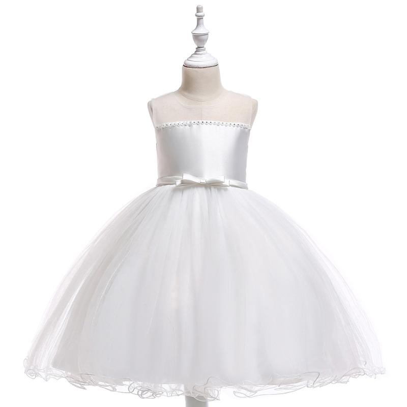 

Knee Length White Flower Girl Dresses 2020 Sequined Applique Girls Pageant Dresses First Communion Party, L5016-white