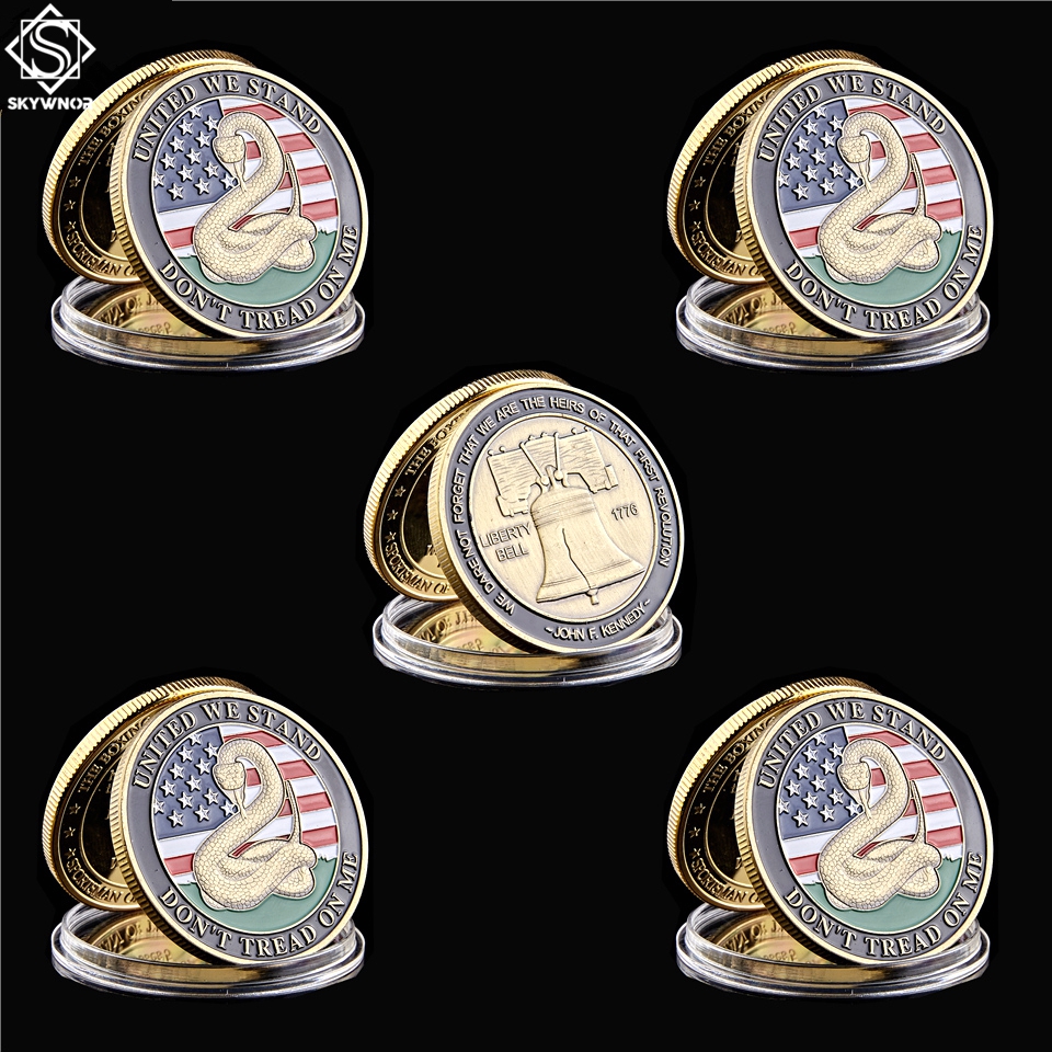 5PCS 1776 American Snake Liberty Bell Medal Commemorative Coin Gift Collection Currency Military Badge-image-587043329