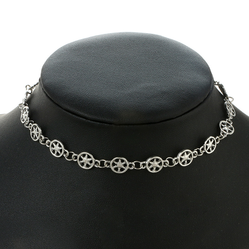 

Women Gothic Jewelry Vintage Hollow Hexagonal Simple Collier Fashion Jewelry Necklace