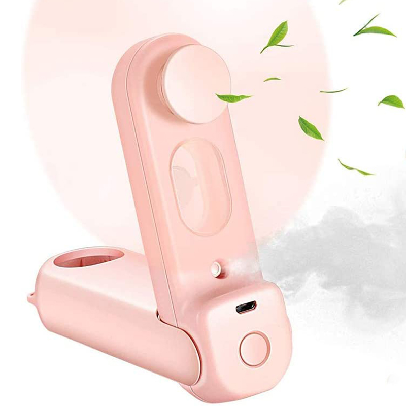 

Portable Handheld Misting Fan Small Personal Desk Fan USB Rechargeable for Home Office Outdoor (Pink