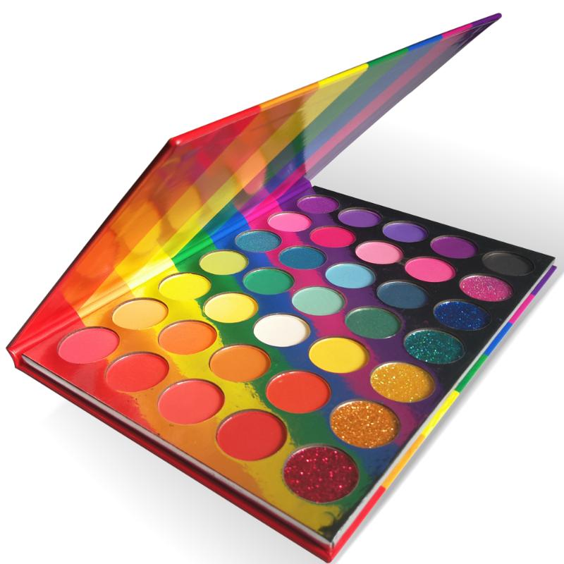 

30 piece Private Label Rainbow Eyeshadow Palette Matte Metallic Shimmer Makeup Eye Shadow Bright Shades Make Your Own Brand, With your logo