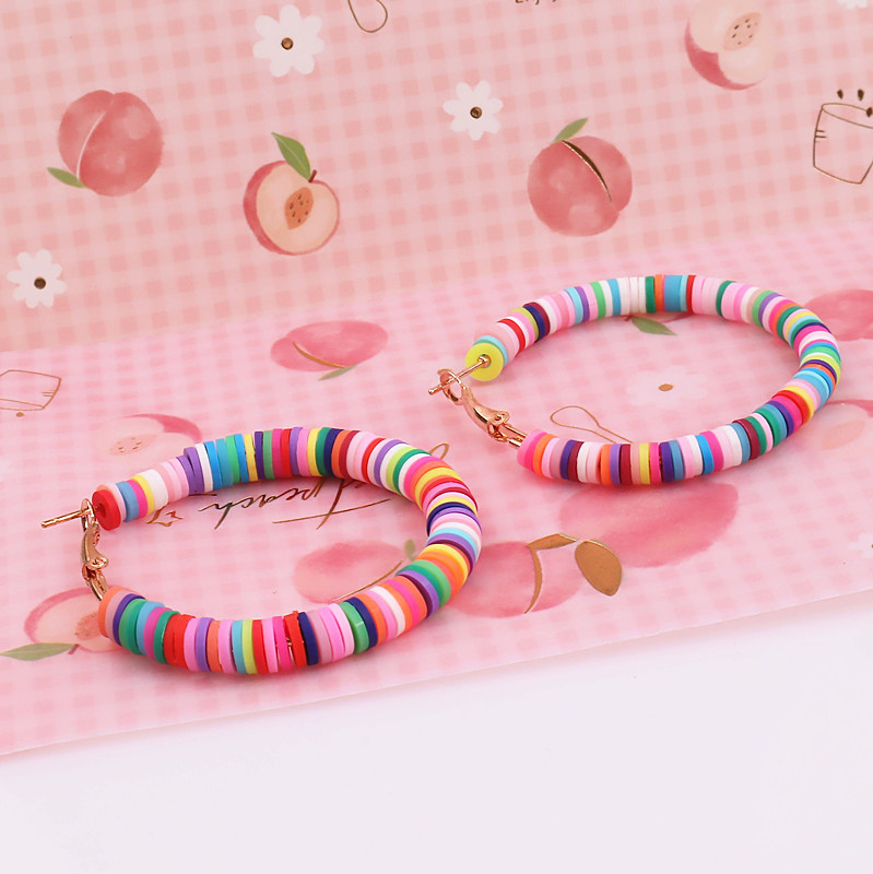 

Hoop & Huggie 1Pair Bohemia Large Colorful Earrings White Imitation Pearl Earring Oversize Simulation Circle Ear Rings Jewelry