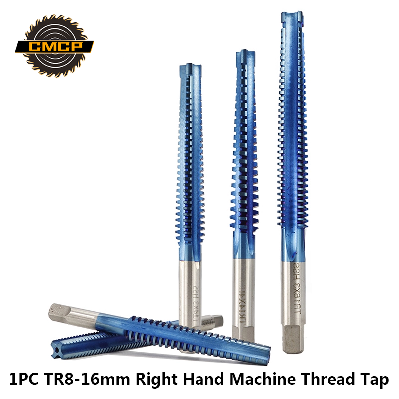 

1pc Right Hand TR8-TR16 Trapezoidal Thread Tap For Metal Drilling HSS Screw Tap Drill Bits Nano Blue Coated Metric Machine