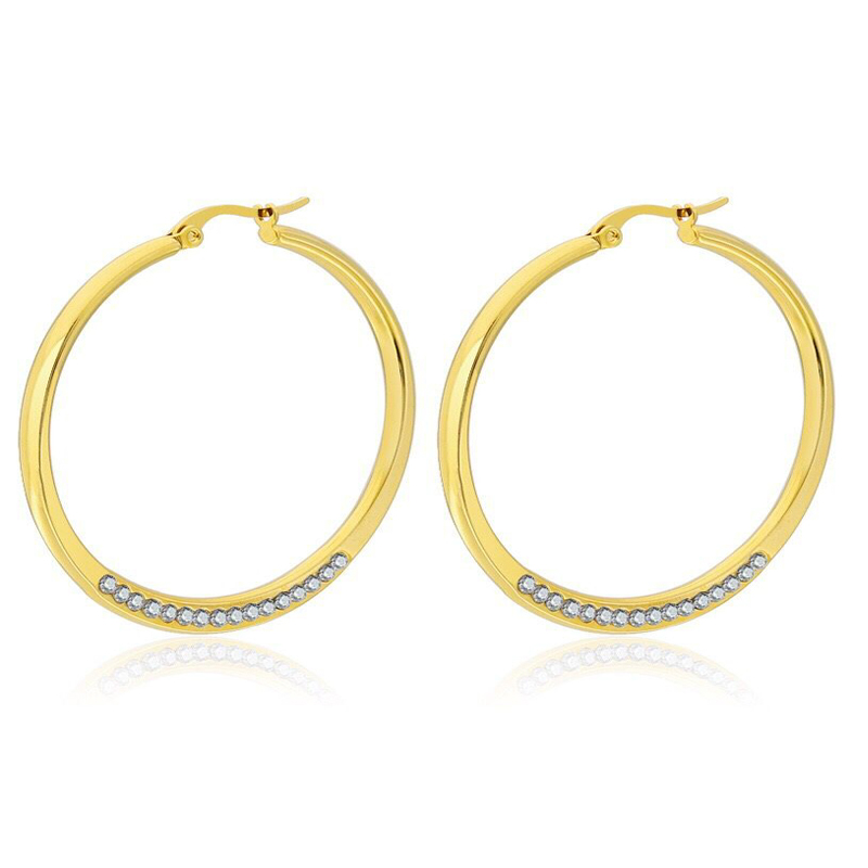 

MxGxFam Titanium steel Crytals Circle Hoop Earrings (1pair) For Fashion Women Jewelry Hot 18 K / White Gold Color