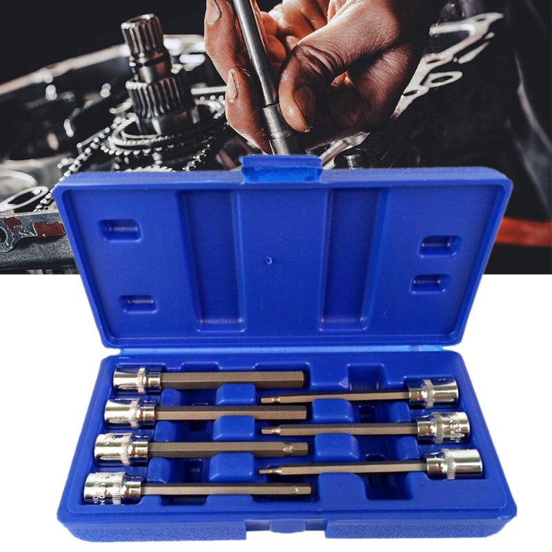 

7Pcs Drive Long Reach Bits Socket Set 3-10mm Screwdriver Woodworking Drill Tools 11UA
