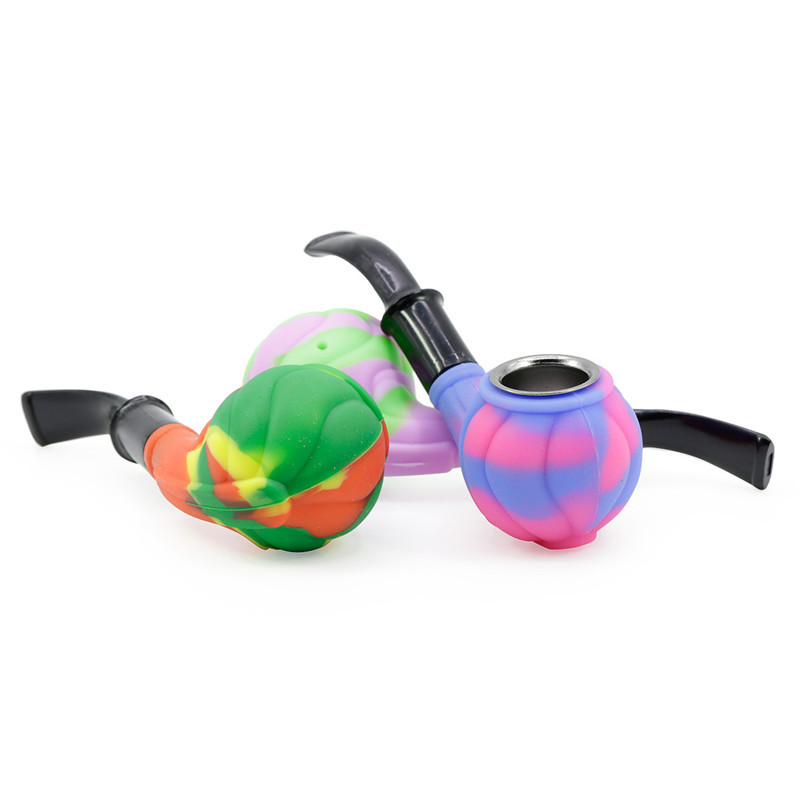 

New arrival silicone pipes 5.3 inch colorful hand pipe with gift box packing glass