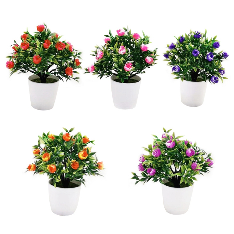 

Artificial Flower Simulation Green Plant Bonsai Wedding Home Furnishing Potted Artificial Plant-Red Dried Lotus Home Decoration, A2