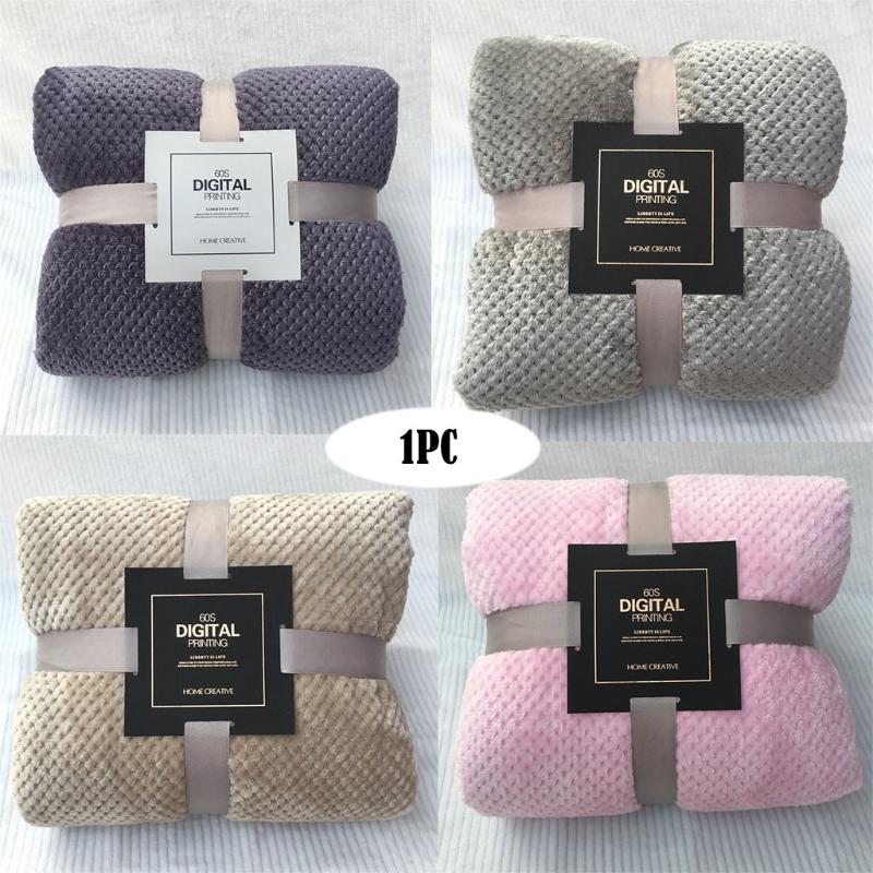 

Soft Warm Flannel Fleece Throw Blanket Soft Blanket Solid Color Bedspread Plush Cover for Bed Sofa Thick Breathable#guahao