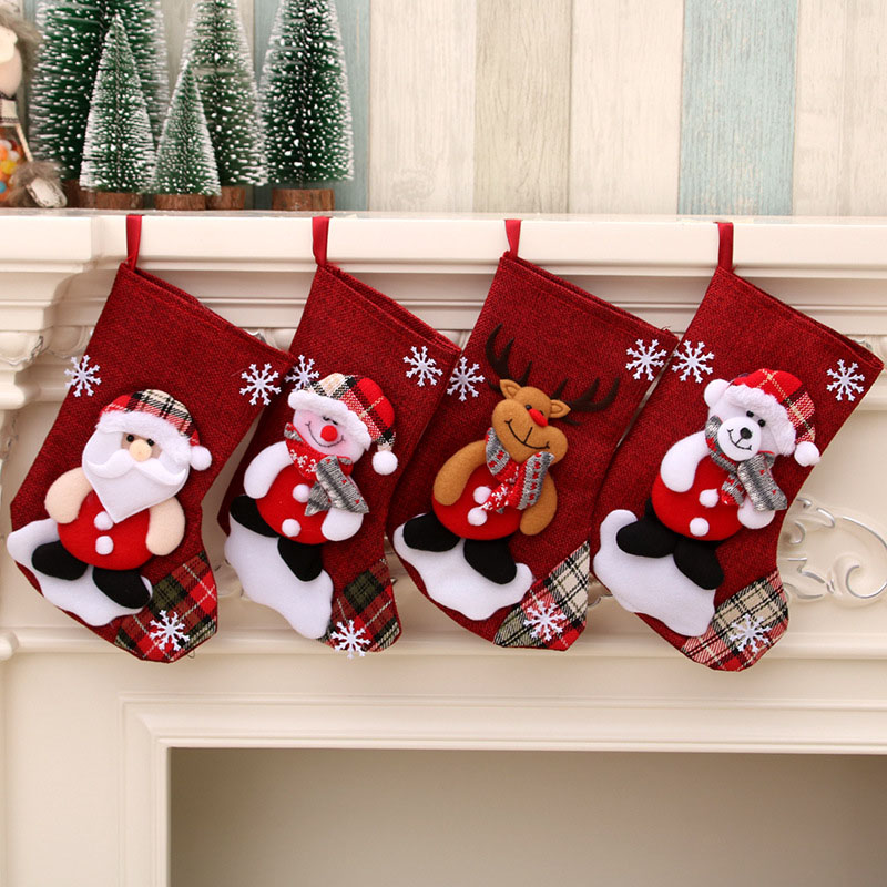 

Christmas Stocking Elk Santa Claus Christmas Decorations For Home New Year Socks Gift Bag Xmas Tree Decoration Ornaments
