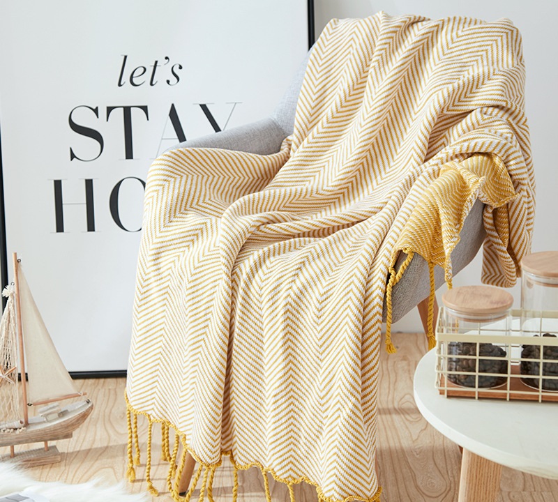 

Drop Shipping 120*180cm 100% Cotton Striped Blanket With tassel Throw Knitted Blanket Decorative for Bed or Sofa plaids