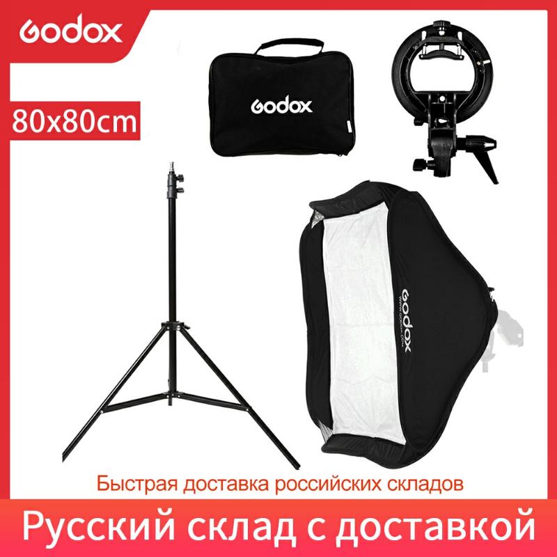 

Godox 80 x 80cm 31"*31" in Flash Speedlite Softbox + S type Bracket Bowens Mount Kit with 2m Light Stand for Camera Photography