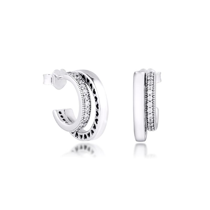 

CKK Earring Pave Double Hoop Earrings Sterling Silver Jewelry 100% for Women Brincos kolczyki Pendientes accesorios mujer
