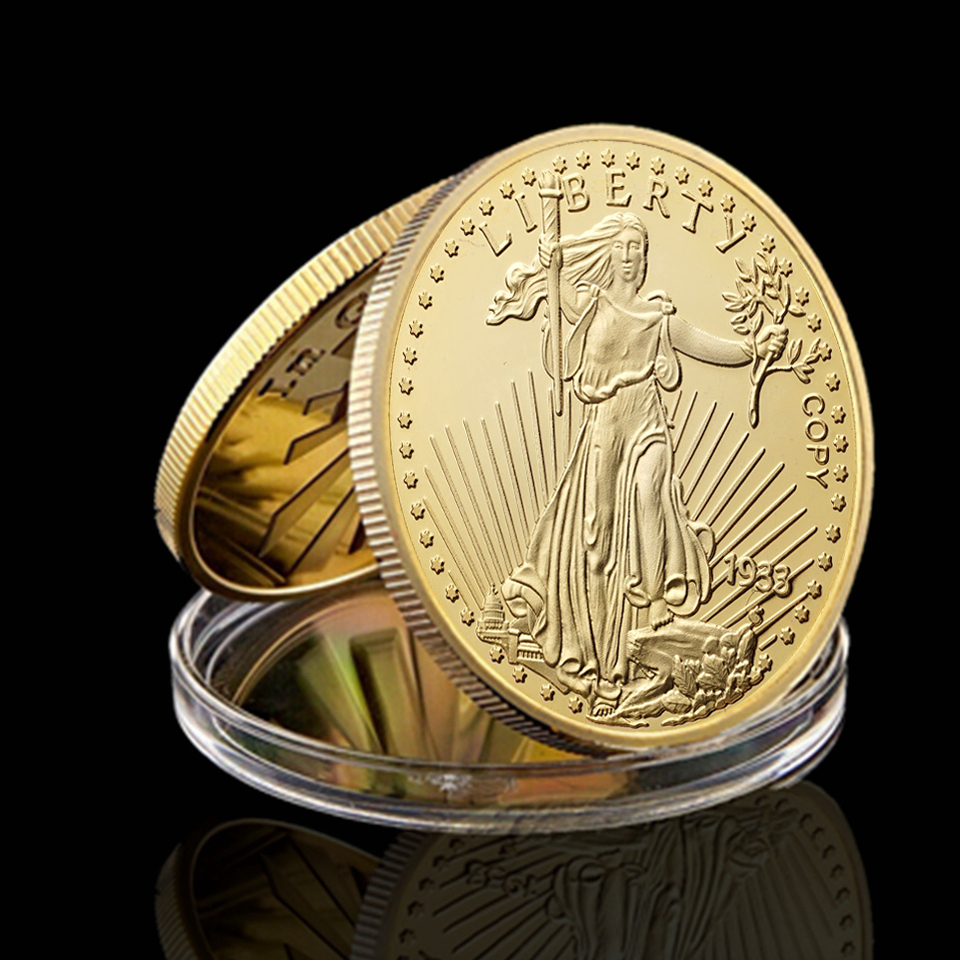 1933 Statue Of Liberty Eagle Gold Plated In God We Trust Commemorative Coin 40mm X 3mm Gift Home Decoration-image-582955254