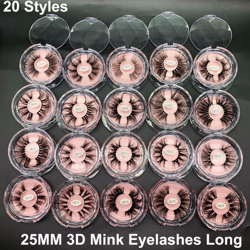 

25mm lashes Mink 3D False Eyelashes Dramatic Long Thick Cross Lashes 100% Real Mink Fake Eyelashes Handmade 20 Styles Eye Makeup Maquiagem