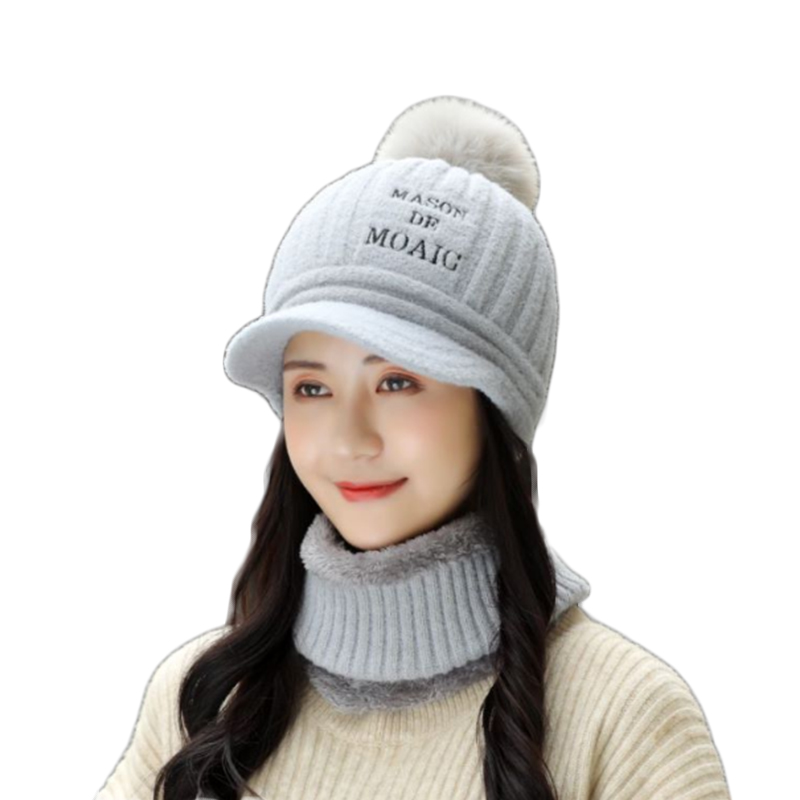

BINGYUANHAOXUAN Womens Winter Beanie Hat Scarf Set Warm Fleece Lined Knit Hat Earflap Ski with Pompom, Beige