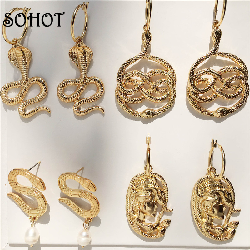 

SOHOT Hyperbole Various Snake Pendant Women Drop Earrings Charming Alloy Creatived Punk Trendy Jewelry Brincos