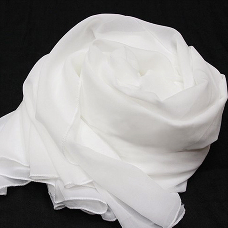 

Scarves 100% Silk Scarf White Women Plant Dyed Solid Color Natural Thin Elegant Fashion Soft Long Real Ladies
