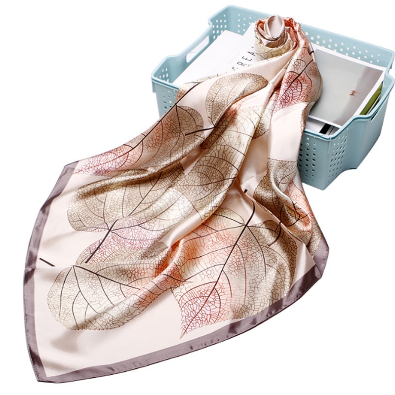 

Leaf Print Silk Square Hijab Hair Scarf 90x90cm Women Foulard Shawl Bandana Neck Wraps Bufanda