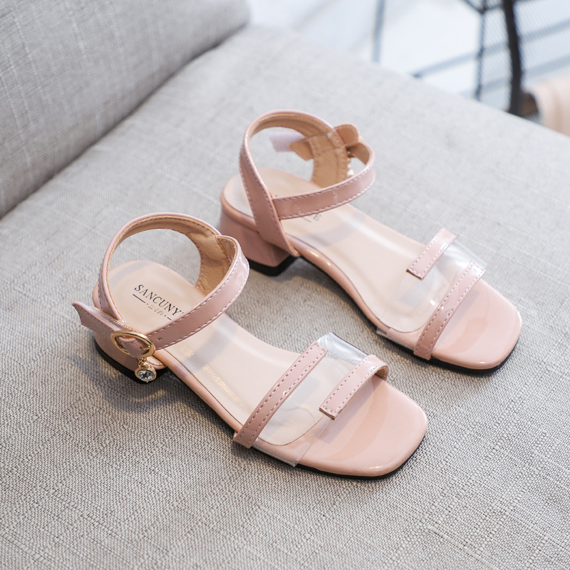 

Size 3 -12 Years Fashion Transparent Big Girls High Heels For Kids Sandals 2020 New Summer Girls Princess Shoe Childrens Sandals, Black