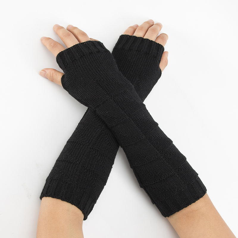 

Women Gloves Wool Arm Warmers Winter Fashion Fingerless Gloves Button Knitted Mitten Long for Women Guantes Handschoen