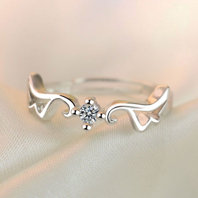 

Korean fashion angel zircon inlaid shiny woman open ring original simple ring banquet gift girl