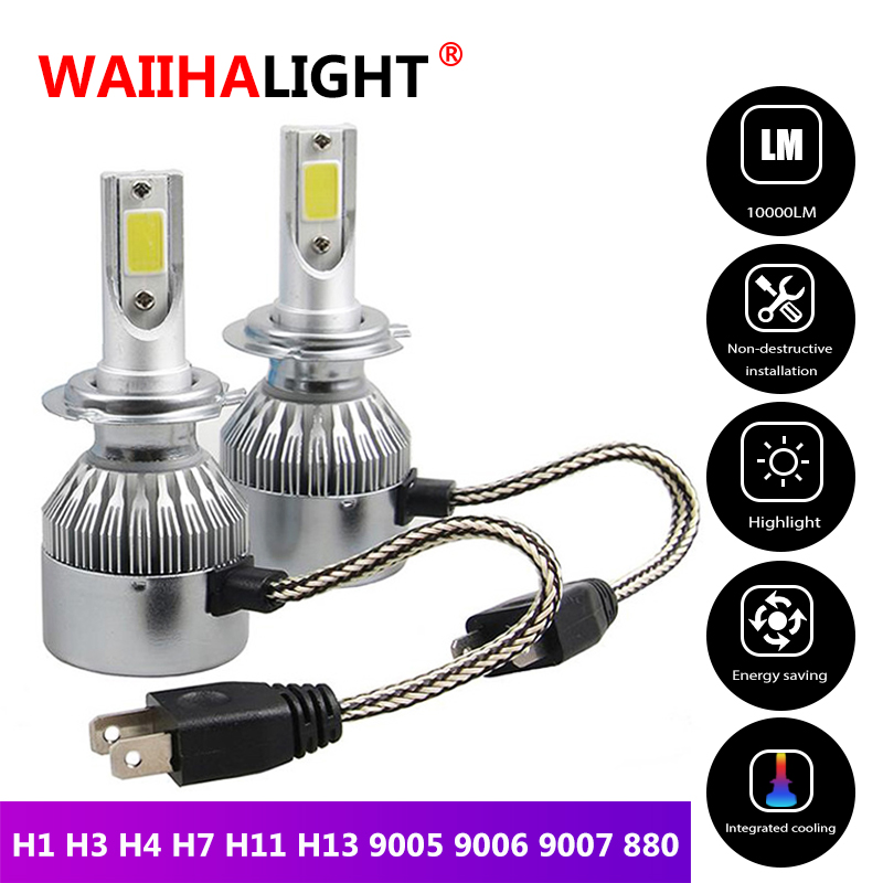 

2PCS H7 H3 H4 LED H1 H9 H13 LED Headlights Auto Lamp 9005 9006 9007 880 881 Car Light 6000K White 12V Automobile Lamp