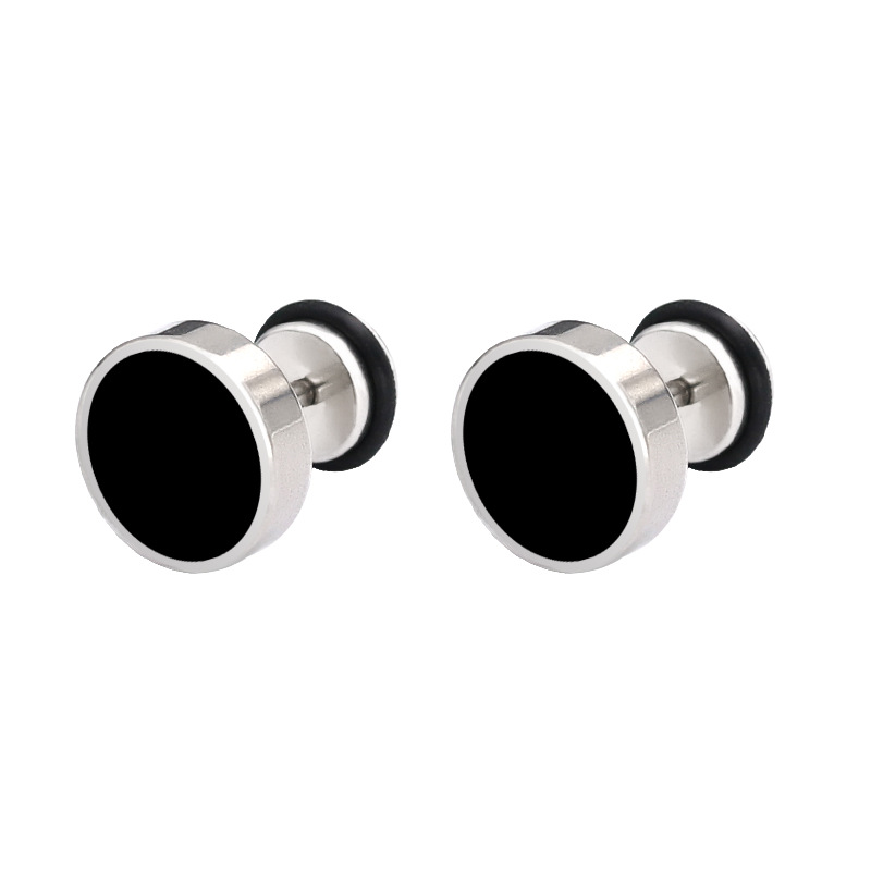 

Earrings Stainless Steel Men's Punk Wind Round Black Earrings 2020 Men's Jewelry Wholesale Accessories Tremella Korean