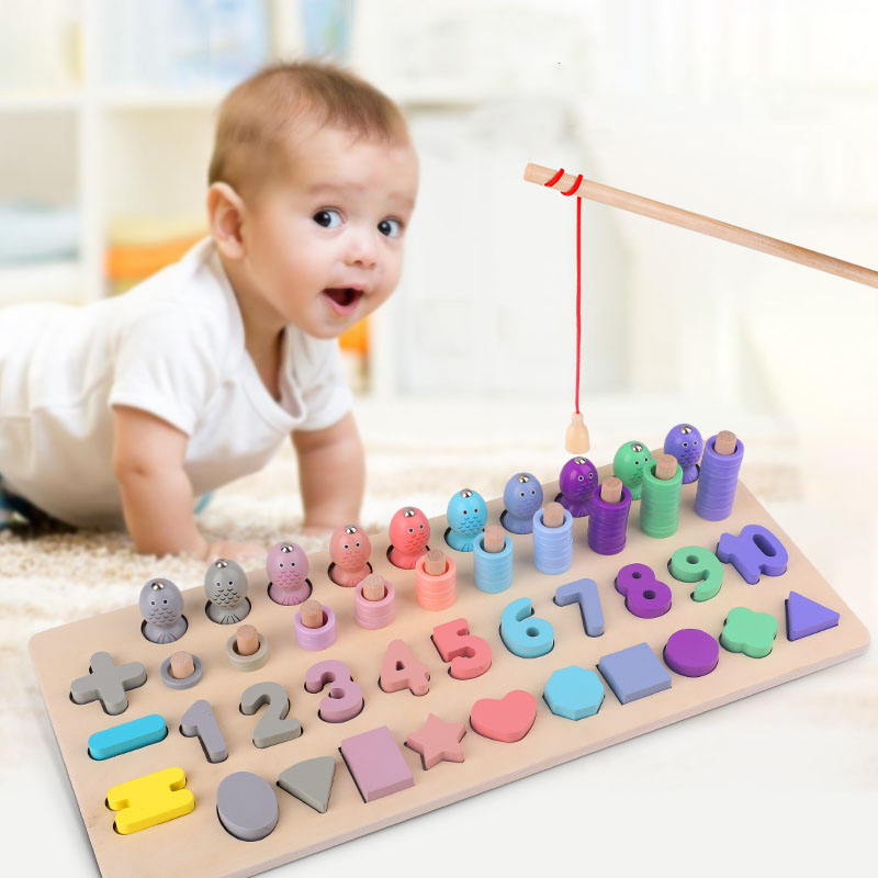 

Montessori Educational Wooden Toys For kids Board Magnetic Math Fishing Count Numbers Matching Shape Match Early Education Toy