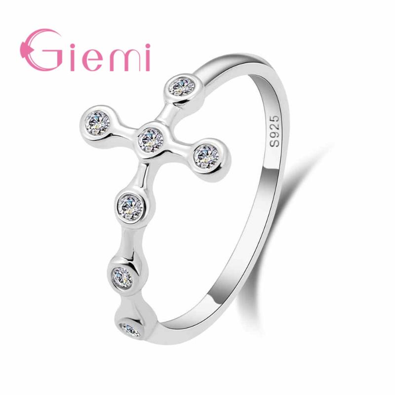 

Cluster Rings Shiny Cubic Zirconia Austrian Crystal Wedding Ring Pure 925 Sterling Silver Bague For Lady Engagement Gift Wholesale