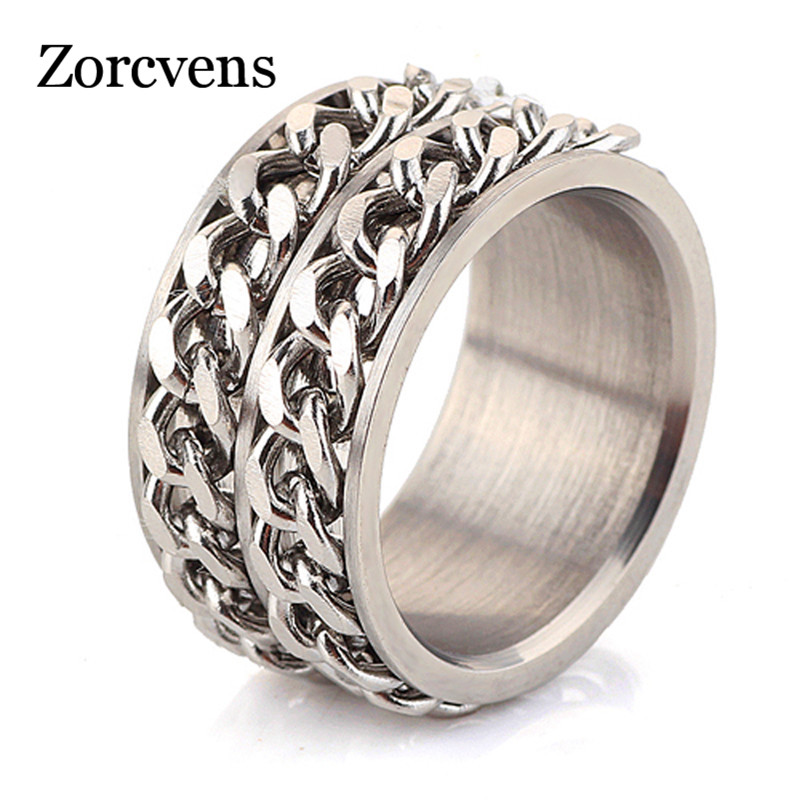 

ZORCVENS Men's jewelry fashion Stainless steel chain spinner rings for man and women