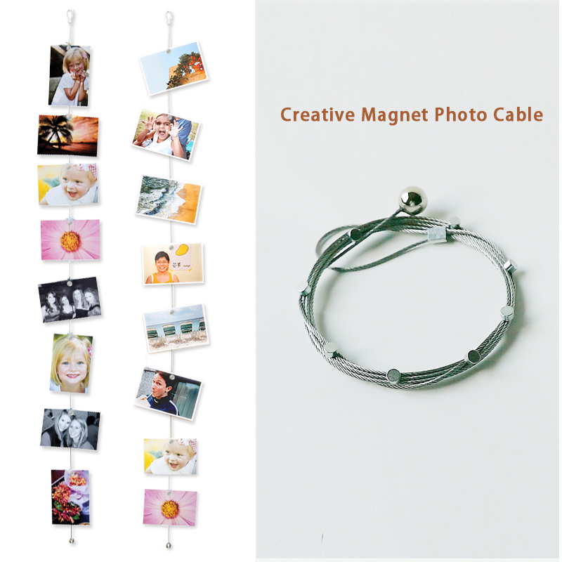 

1.5M Silver Magnetic Cable Rope Photo Frame Photo Frames String Hanging Crafts Kids Room Picture Display Background Decoration