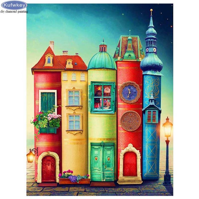 

DIY Diamond Embroidery Diamond Painting Cartoon castle Cross Stitch Mosaic picture of rhinestones by numbers home Decor