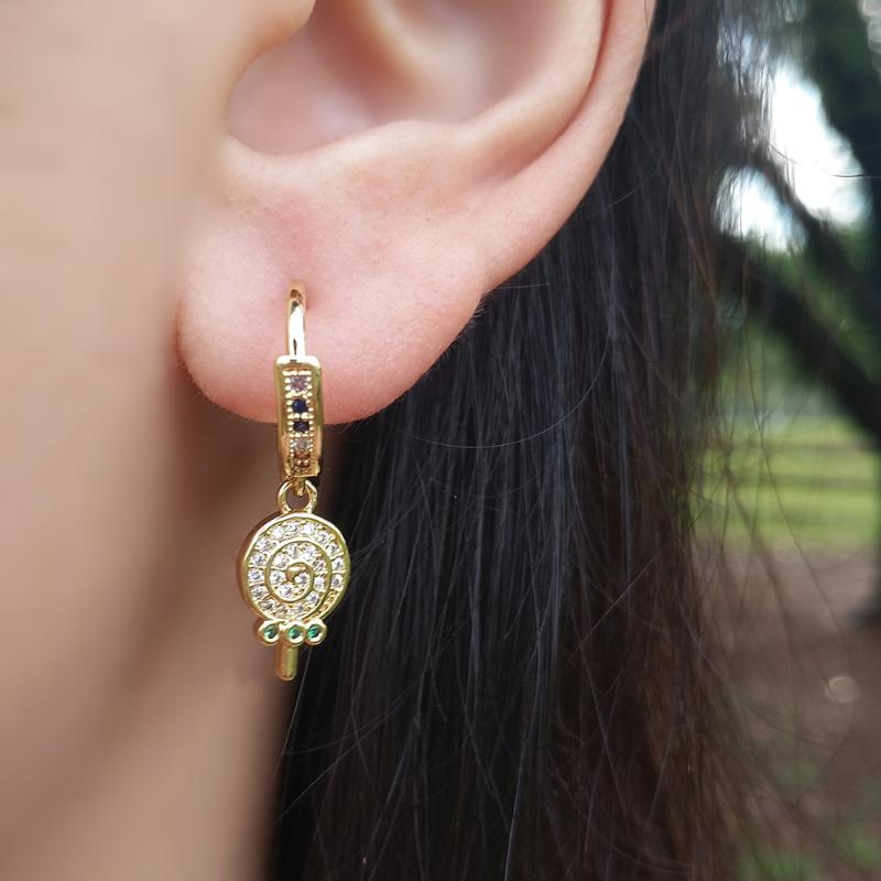 

Girl Cute Lolipop Earrings Hoops Young Colorful Stones Ear Charm Party Jewelry pendientes de fiesta Summer Fruit Pendant Earring