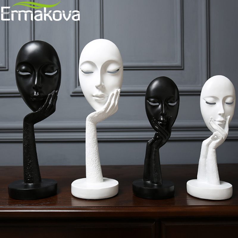 

ERMAKOVA Nordic Abstract Thinker Thinking Lady Mask Figurine Resin Statue Office TV Cabinet Home Decoration Crafts