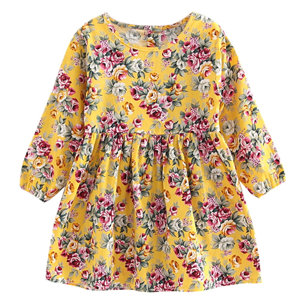 

Summer Baby Kids Dresses Children Girls Long Sleeve Floral Princess Spring Clothes dress for girl